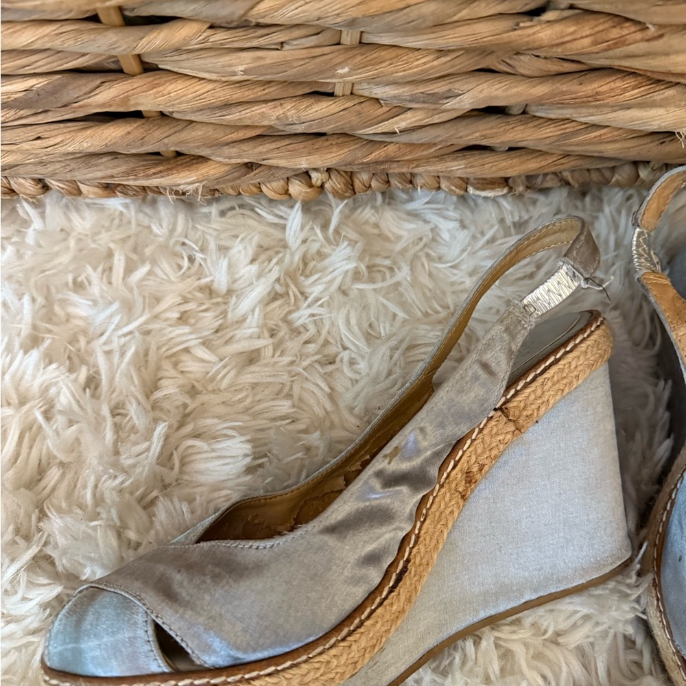 Bellini Silver and Tan Wedge Sandals